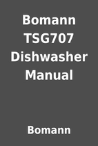 Bomann TSG707 Dishwasher Manual by Bomann