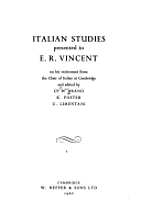 Italian Studies Presented To E R Vincent by…