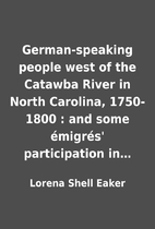 German-speaking people west of the Catawba…