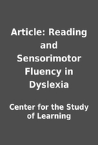 Article: Reading and Sensorimotor Fluency in…