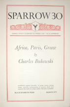 SPARROW 30: Africa, Paris, Greece by Charles…