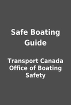 Safe Boating Guide by Transport Canada…