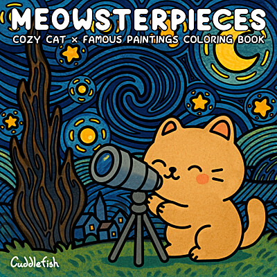 Meowsterpieces: Cozy Cat x Famous Paintings Coloring Book