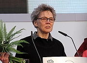 Kirjailijan kuva. Esther Kinsky auf der Leipziger Buchmesse 2018 /Wikipedia