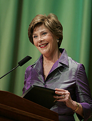 Author photo. Mrs. Laura Bush welcomes guests to the 2006 National Book Festival Gala, an annual event of books and literature, Friday evening, Sept. 29, 2006 at the Library of Congress in Washington, D.C. White House photo by Paul Morse