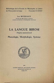 La langue birom (Nigeria septentrional) :…