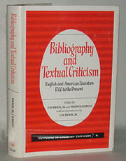 Bibliography and Textual Criticism: English…