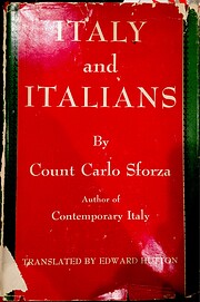 Italy And Italians de Count Carlo Sforza
